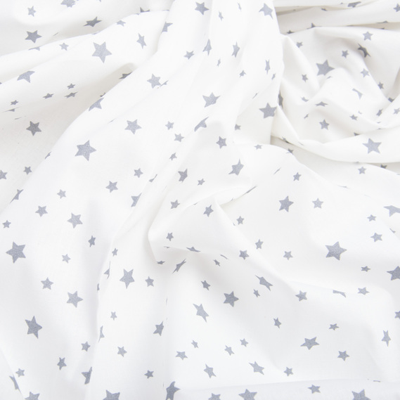 Тканина бязь ранфорс для постільної білизни 2,4 м V-23761/7 зірочки сірі на білому, фото 2 Тканина бязь ранфорс для постільної білизни 2,4 м V-23761/7 зірочки сірі на білому, фото 2