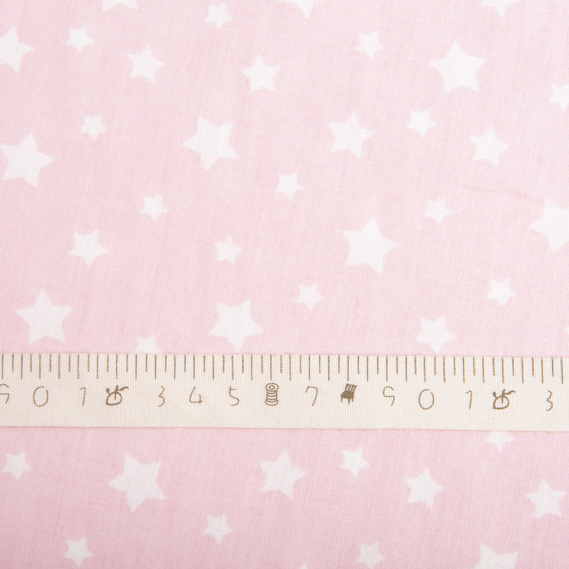 Ткань бязь ранфорс для постельного белья 2,4 м V-23764/11 зірочки білі на рожев, фото 4