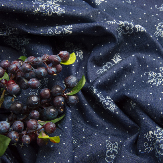 Patterned denim fabric букет синій, фото 3 Patterned denim fabric букет синій, фото 3