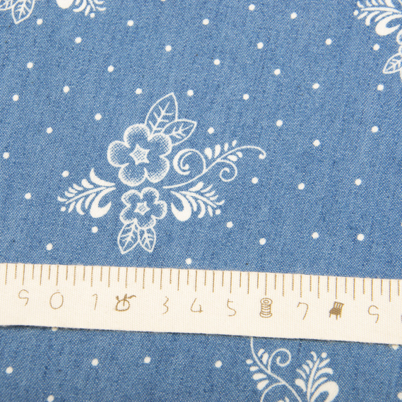 Patterned denim fabric букет блакитний, фото 4 Patterned denim fabric букет блакитний, фото 4