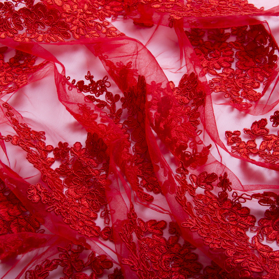 Тканина Гіпюр Антонелла червоний , фото 2 Тканина Гіпюр Антонелла червоний , фото 2