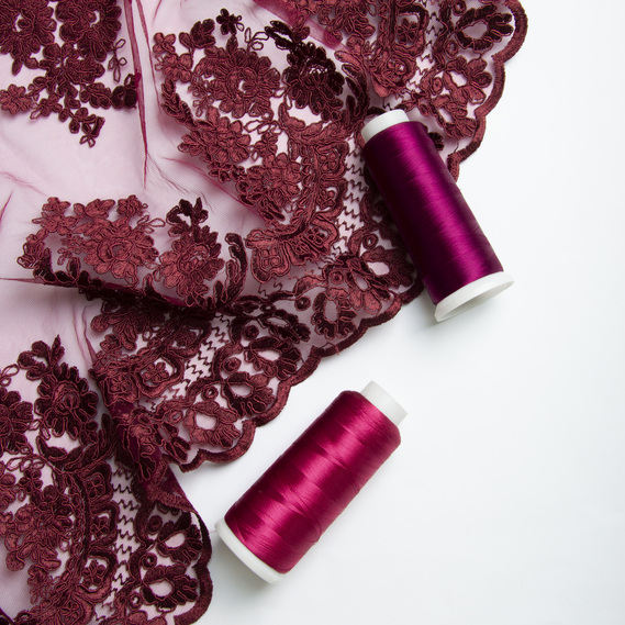 Ткань Гипюр Антонелла бордо, фото 2 Ткань Гипюр Антонелла бордо, фото 2