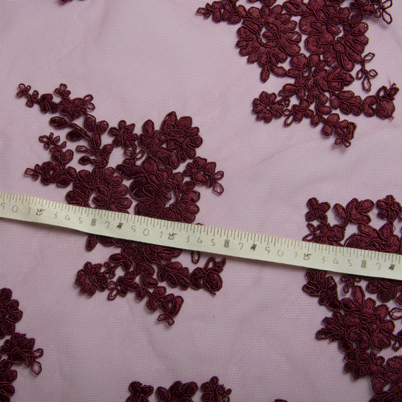 Ткань Гипюр Антонелла бордо, фото 3 Ткань Гипюр Антонелла бордо, фото 3