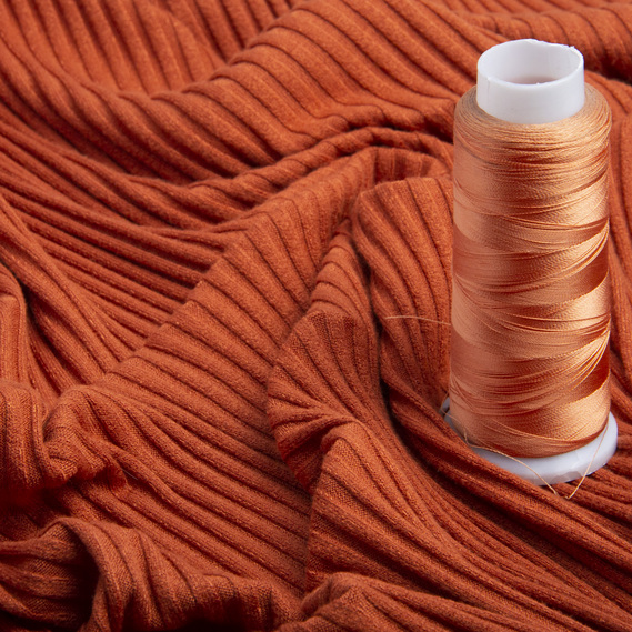 Тканина трикотаж Лара резинка теракот, фото 3