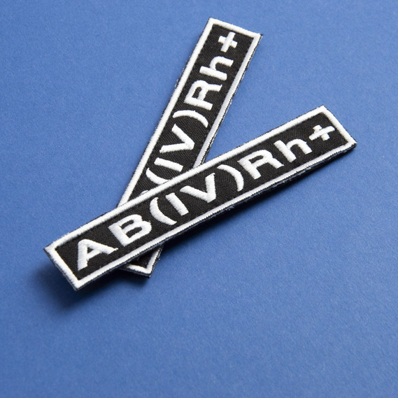 Шеврон нашивка на липучці Група крові чорний 4+ 2х12 см, фото 4