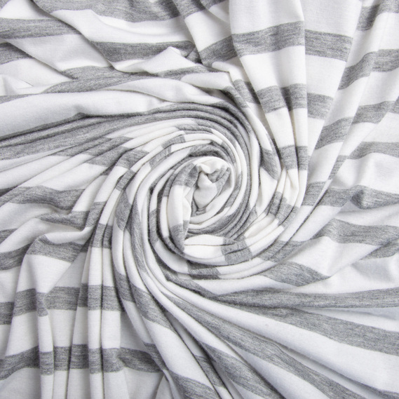 Ткань трикотаж вискоза Милано полоски широка св.сіра/біла, фото 1 Ткань трикотаж вискоза Милано полоски широка св.сіра/біла, фото 1