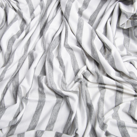 Ткань трикотаж вискоза Милано полоски широка св.сіра/біла, фото 2 Ткань трикотаж вискоза Милано полоски широка св.сіра/біла, фото 2