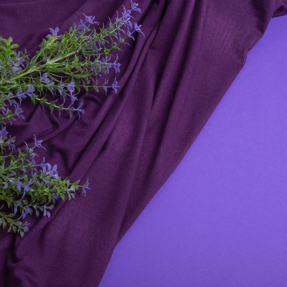 Ткань трикотаж вискоза Валенсия чорниця, фото 3