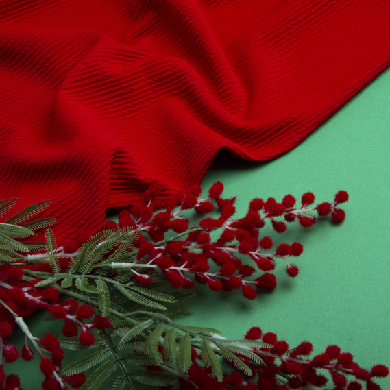 Тканина трикотаж жакард Арнела червоний , фото 3