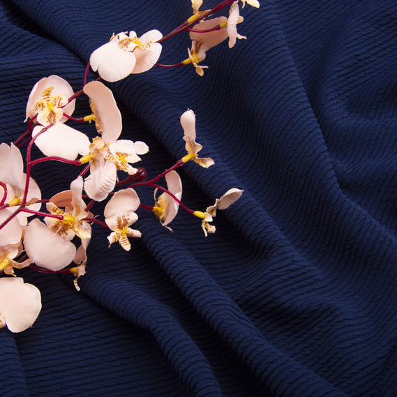 Ткань трикотаж жаккард Арнела темно синій, фото 3