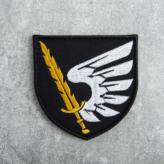 Шеврон на липучці 79-та окрема десантно-штурмова бригада Крило 7,2*7 см чорний, фото 4