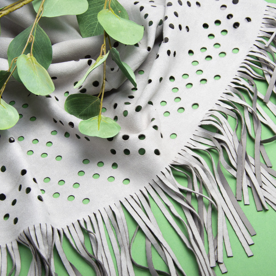 Трикотаж замша Лапша V-R сіра, фото 3