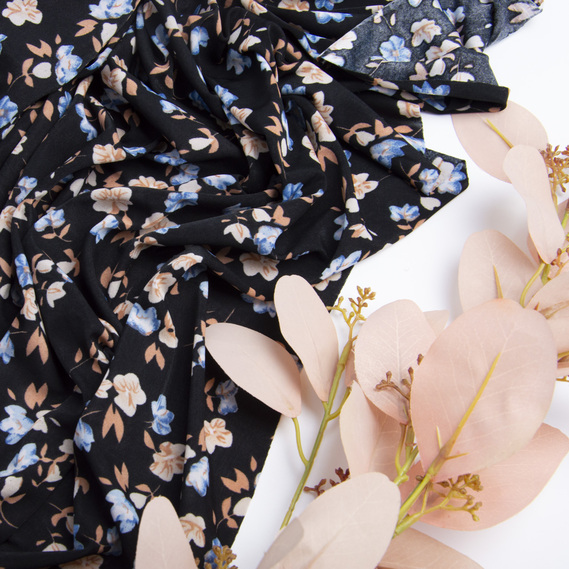 Madina" jersey fabric, 200 g/m² квітка блакитна, фото 3 Madina" jersey fabric, 200 g/m² квітка блакитна, фото 3