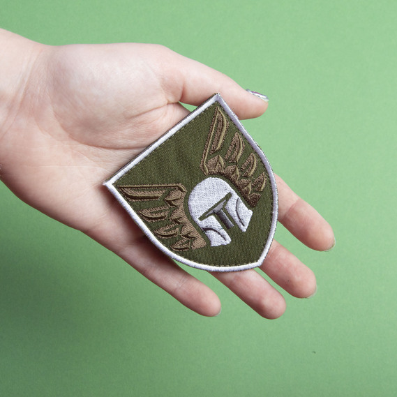 Шеврон на липучці 46 окрема десантно-штурмова бригада на хакі, вишитий патч 6,9*8 см, фото 2
