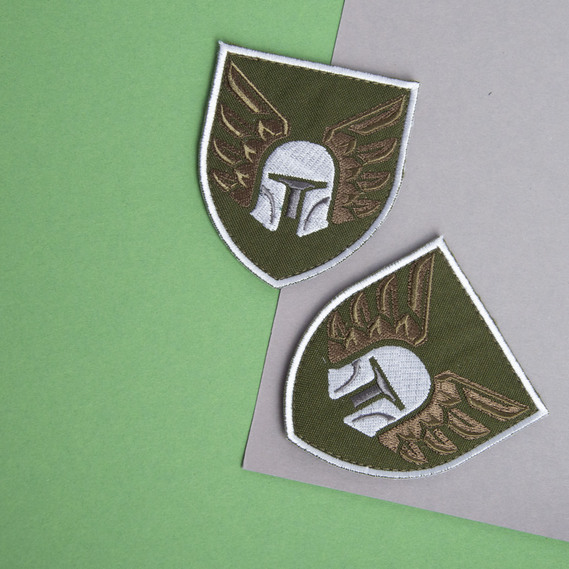 Шеврон на липучці 46 окрема десантно-штурмова бригада на хакі, вишитий патч 6,9*8 см, фото 3