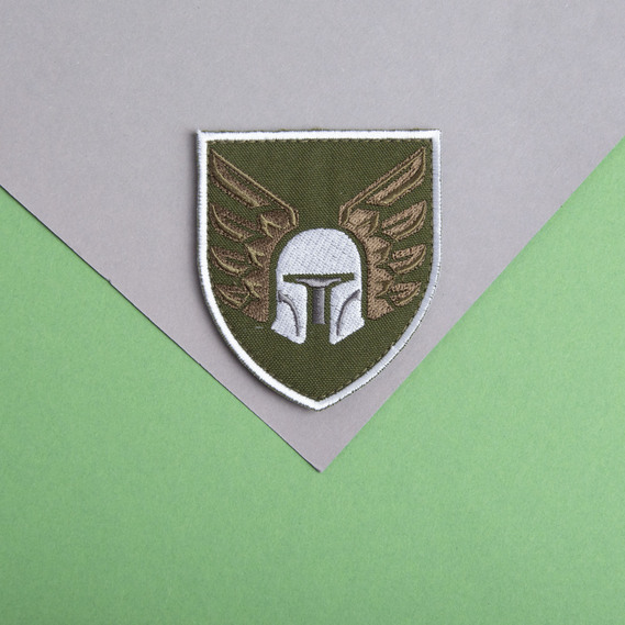 Шеврон на липучці 46 окрема десантно-штурмова бригада на хакі, вишитий патч 6,9*8 см, фото 4