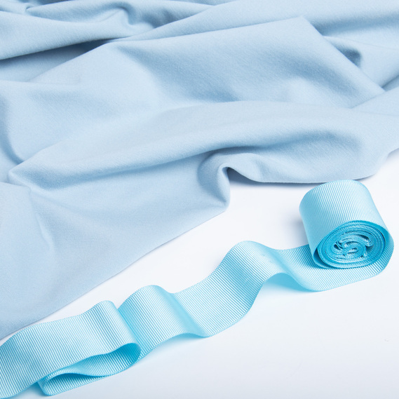 Тканина трикотаж Прага, трикотажна тканина, щільна віскозна тканина, 525 гр/м2 V-1048 блакитний, фото 3