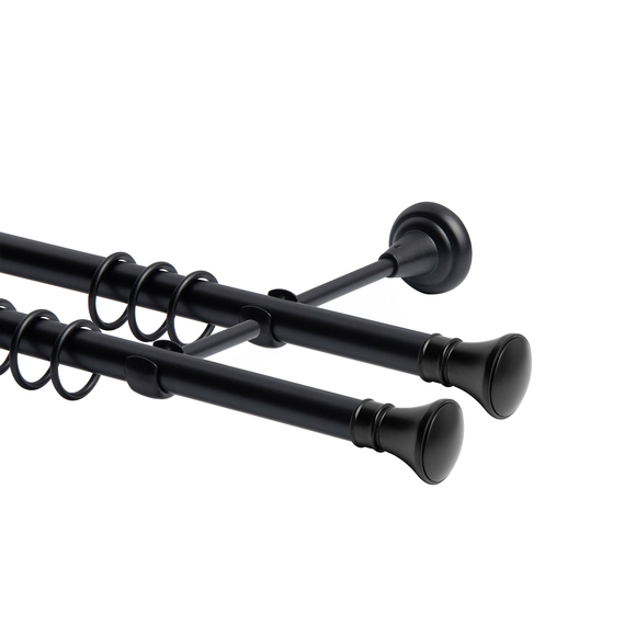 Кронштейн - Тримач стіновий для карнизу для штор відкритий подвійний 19 мм чорний мат, фото 3