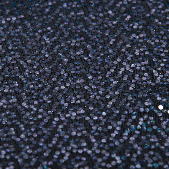 Ткань трикотаж нейлон KR-4122 с аппликацией  чорно/синій, фото 3