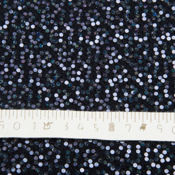 Ткань трикотаж нейлон KR-4122 с аппликацией  чорно/синій, фото 5