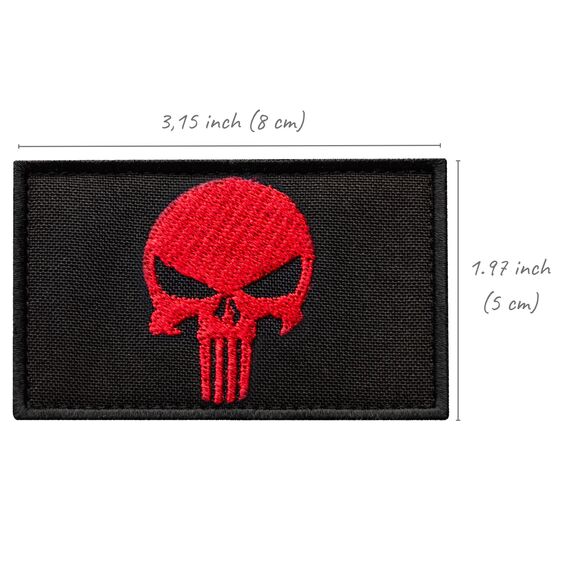 Набір шевронів 2 шт з липучкою PUNISHER Череп Каратель червоний, вишитий патч 5х8 см, фото 6 Набір шевронів 2 шт з липучкою PUNISHER Череп Каратель червоний, вишитий патч 5х8 см, фото 6