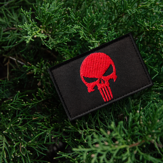 Набір шевронів 2 шт з липучкою PUNISHER Череп Каратель червоний, вишитий патч 5х8 см, фото 8 Набір шевронів 2 шт з липучкою PUNISHER Череп Каратель червоний, вишитий патч 5х8 см, фото 8