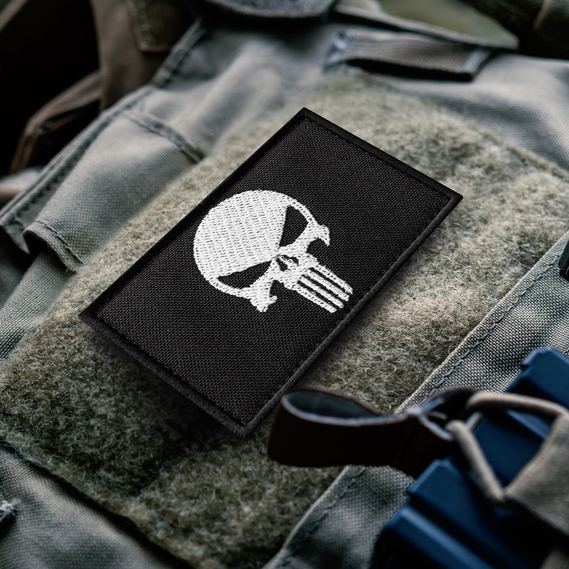 Set of chevrons 2 pcs with Velcro PUNISHER Black skull 5x8 cm, фото 2 Set of chevrons 2 pcs with Velcro PUNISHER Black skull 5x8 cm, фото 2