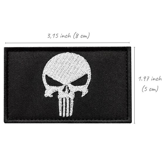 Set of chevrons 2 pcs with Velcro PUNISHER Black skull 5x8 cm, фото 8 Set of chevrons 2 pcs with Velcro PUNISHER Black skull 5x8 cm, фото 8
