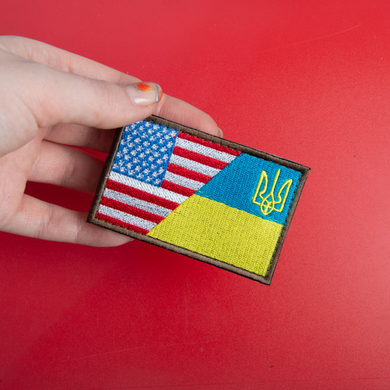 Набор шевронов 2 шт с липучкой Флаг Украины и США 5х8 см, фото 3 Набор шевронов 2 шт с липучкой Флаг Украины и США 5х8 см, фото 3