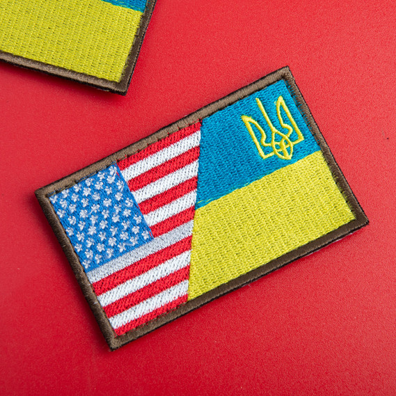 Набор шевронов 2 шт с липучкой Флаг Украины и США 5х8 см, фото 4 Набор шевронов 2 шт с липучкой Флаг Украины и США 5х8 см, фото 4