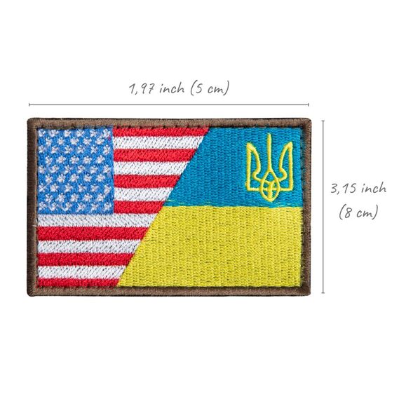 Набор шевронов 2 шт с липучкой Флаг Украины и США 5х8 см, фото 10 Набор шевронов 2 шт с липучкой Флаг Украины и США 5х8 см, фото 10