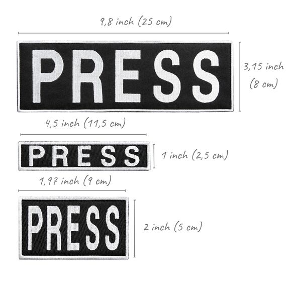 Media Press Velcro Patch Set 8x25, 2.5x11.5, and 5x9 cm - Stylish Expression of Media Affiliation, фото 4