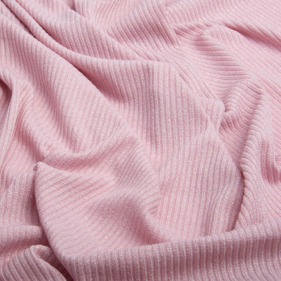 Knitted fabric Metallic stripe V-1/8 ніжно рожевий, фото 2