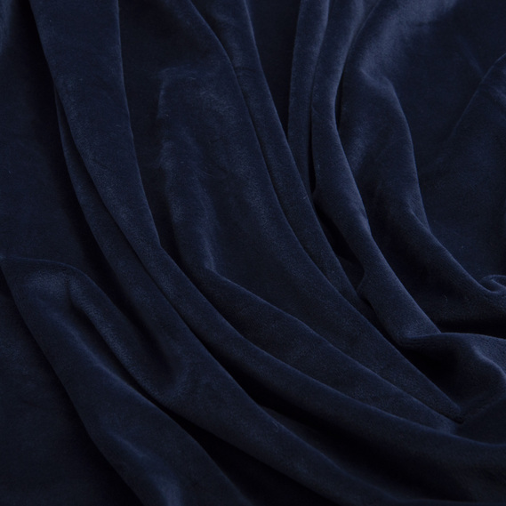 Solid velour knitted fabric V-1496 т/синій, фото 2