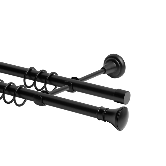 The cornice is ready-made, complete with double (set), rod 160 cm d19 mm black, фото 1