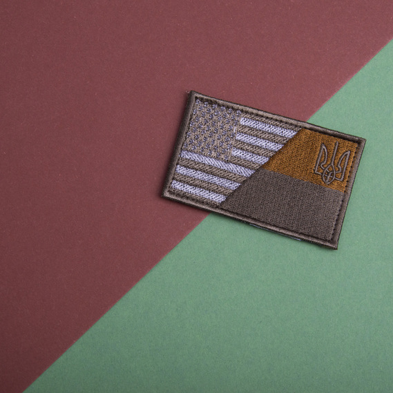 Set of 2 patches with hook-and-loop fastener Flag of Ukraine and USA, khaki, 5x8 cm, фото 8