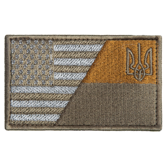 Set of 2 patches with hook-and-loop fastener Flag of Ukraine and USA, khaki, 5x8 cm, фото 9