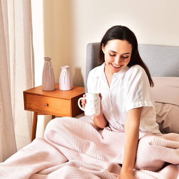 Плед покривало Adina 180х200 см бавовняне TM IDEIA пудра, фото 1 Плед покривало Adina 180х200 см бавовняне TM IDEIA пудра, фото 1