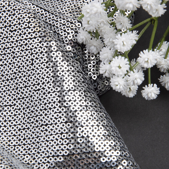 Ткань трикотаж-пайетка  чорний/срібло, фото 3