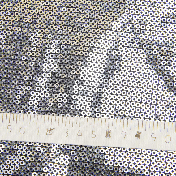 Ткань трикотаж-пайетка  чорний/срібло, фото 4