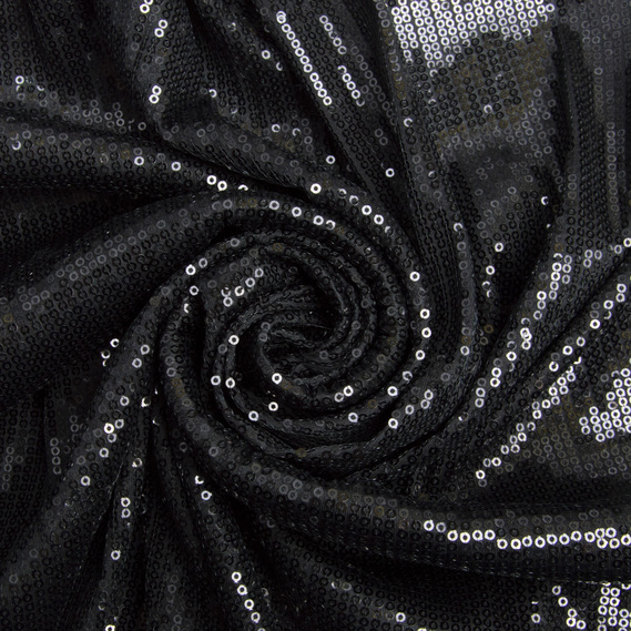 Ткань трикотаж-пайетка  V-1 чорна, фото 1 Ткань трикотаж-пайетка  V-1 чорна, фото 1
