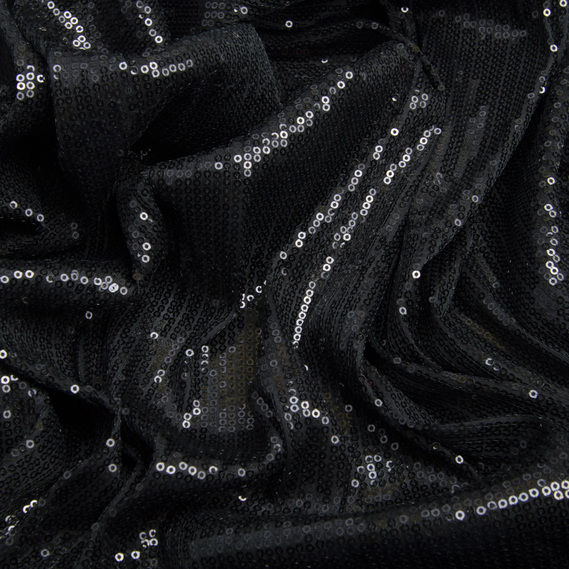 Ткань трикотаж-пайетка  V-1 чорна, фото 2 Ткань трикотаж-пайетка  V-1 чорна, фото 2