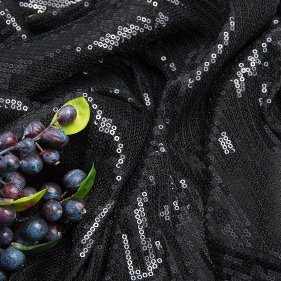 Ткань трикотаж-пайетка  V-1 чорна, фото 3 Ткань трикотаж-пайетка  V-1 чорна, фото 3