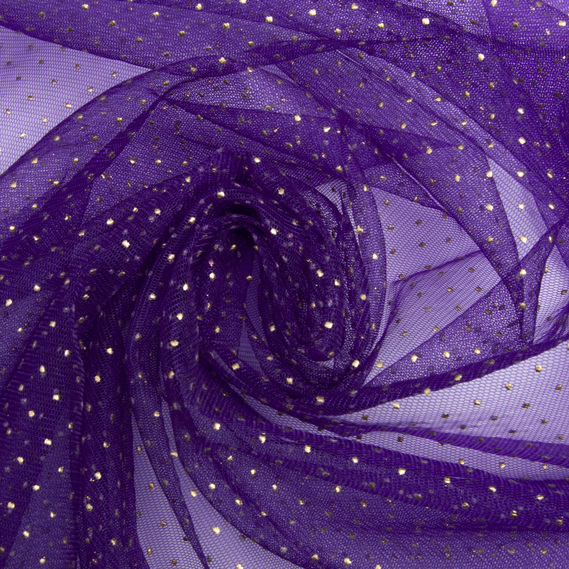 Ткань декоративная фатин точки мелкие баклажан, фото 1