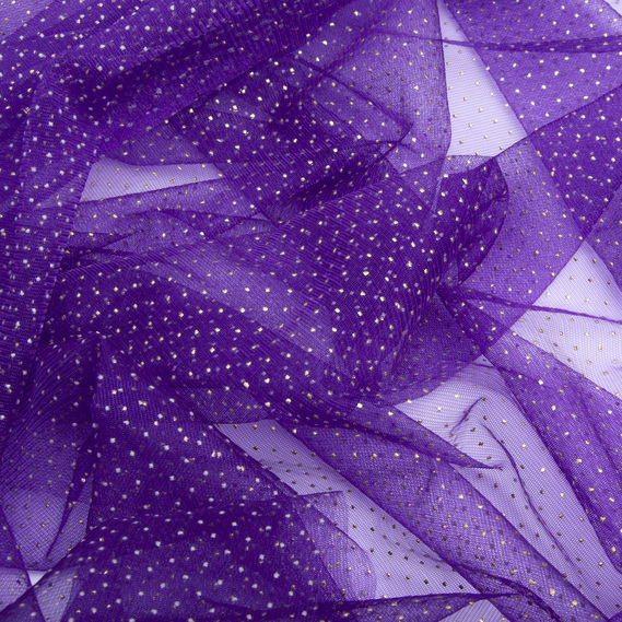 Ткань декоративная фатин точки мелкие баклажан, фото 2
