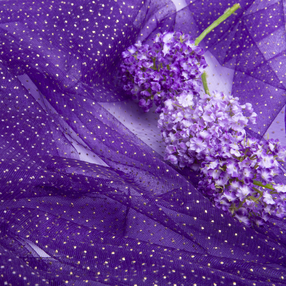 Ткань декоративная фатин точки мелкие баклажан, фото 3