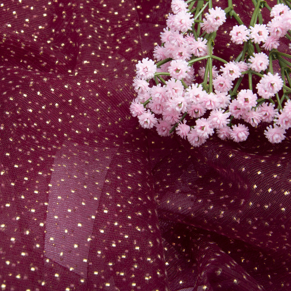 Ткань декоративная фатин точки мелкие слива, фото 3