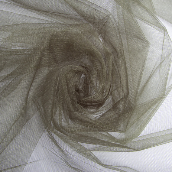 Тканина фатин декоративна Kristal 25 г/м2 300 см для суконь, декору та аксесуарів №136 хакі, фото 1