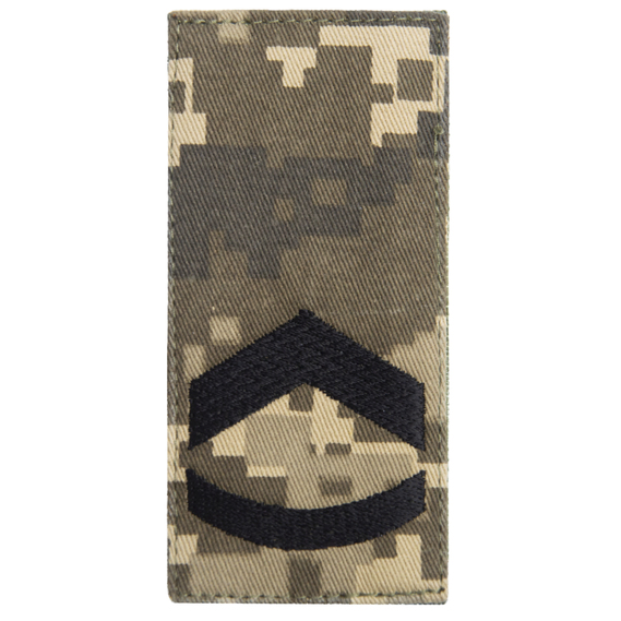 Шеврон нашивка на липучці погон звання ЗСУ Штаб сержант піксель, вишитий пачт 5х10 см, фото 1