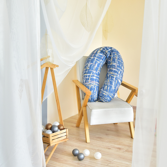 Подушка для беременных и кормления 30х190 см PAPAELLA гипоаллергенная, наволочка из хлопка на молнии акварель денім, фото 9